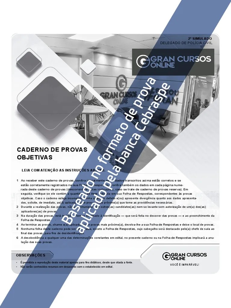 PC Al 2 Simulado Delegado De Policia Civil Folha De Respostas | PDF ...