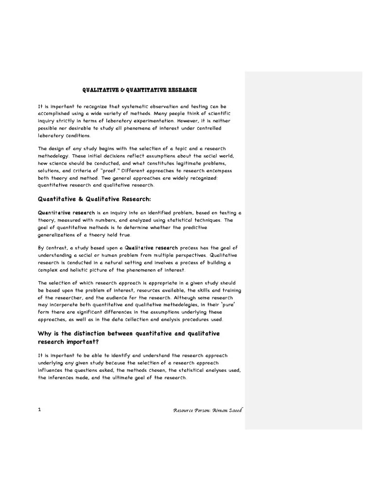 TOPIC 6 Qualitative & Quantitative Research | PDF | Quantitative ...