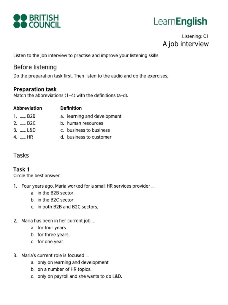 A Job Interview | PDF