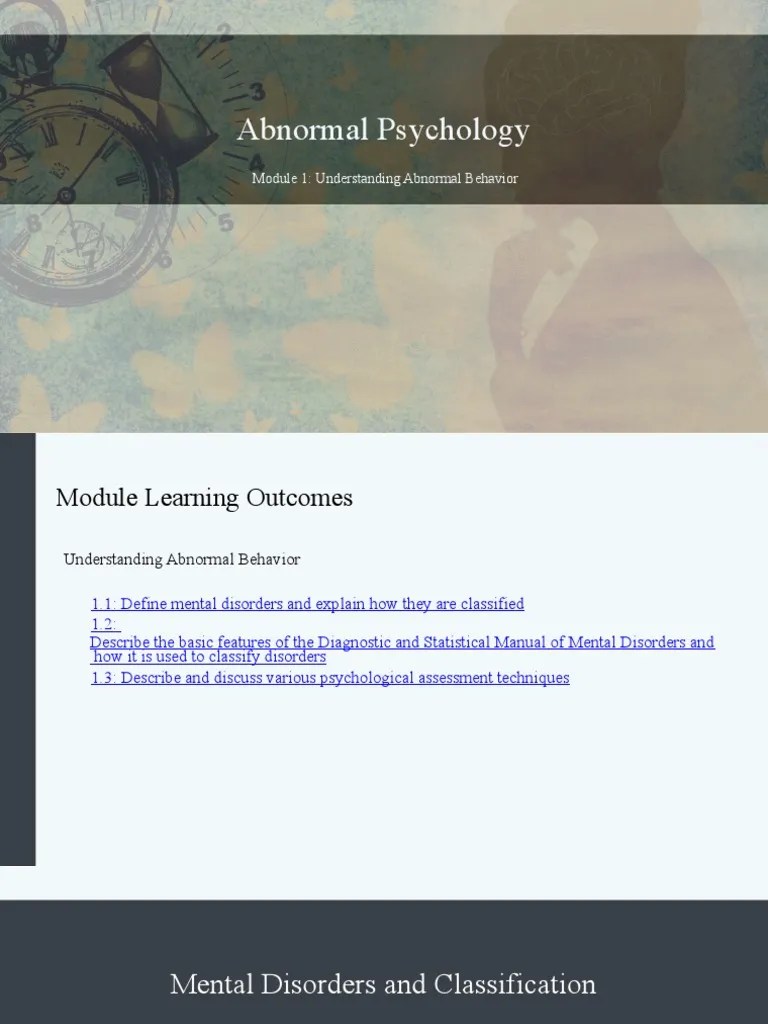 Abnormal Psychology Module 1 Understanding Abnormal Behavior | PDF ...