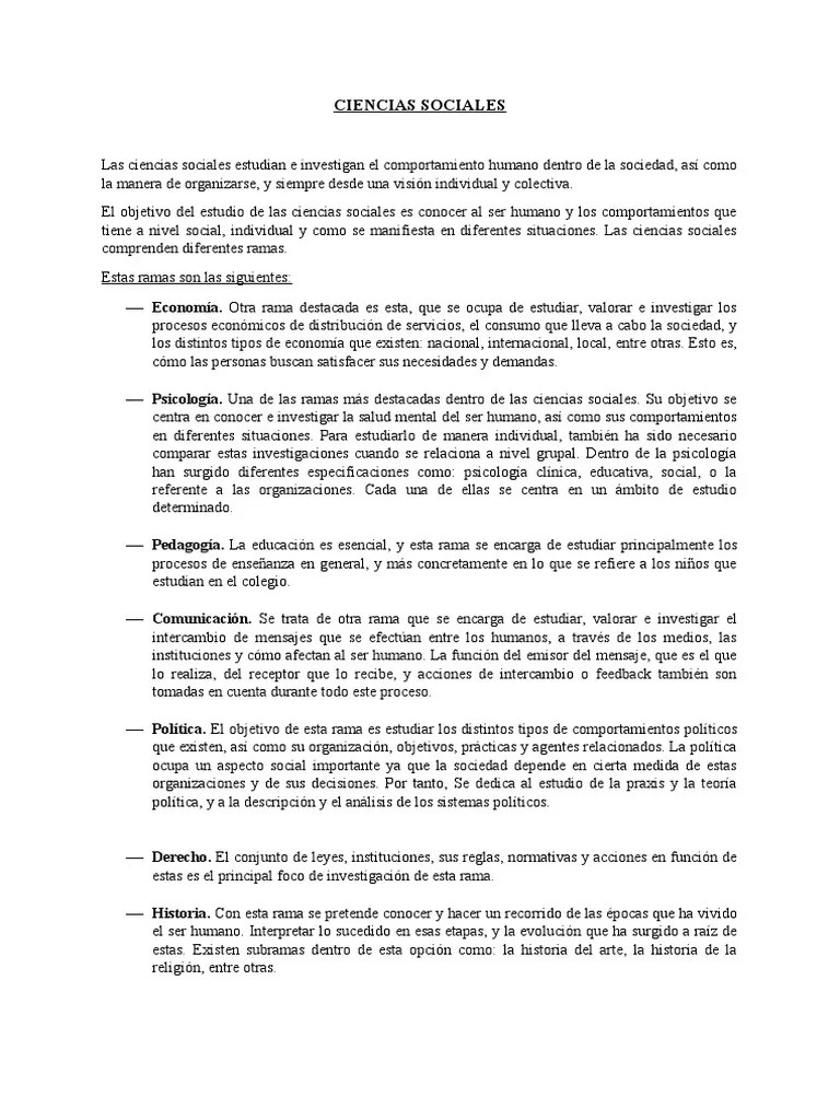 Ciencias Sociales | PDF | Sicología | Sociedad
