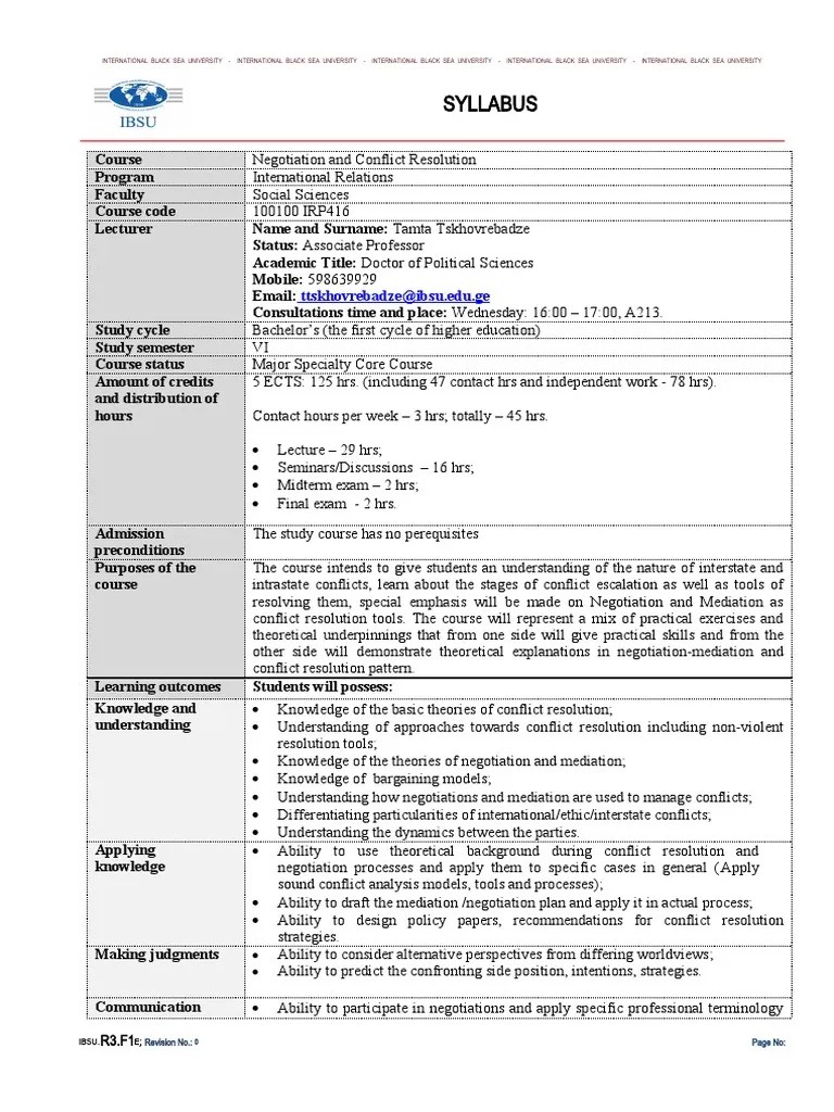 Negotiations And Conflict Resolution - Upload | PDF | Negotiation | Mediation