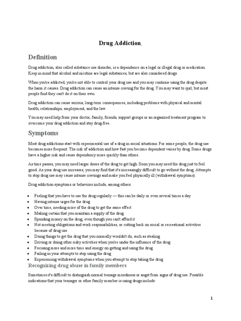 Drug Addiction Signs | PDF | Substance Abuse | Substance Use Disorder
