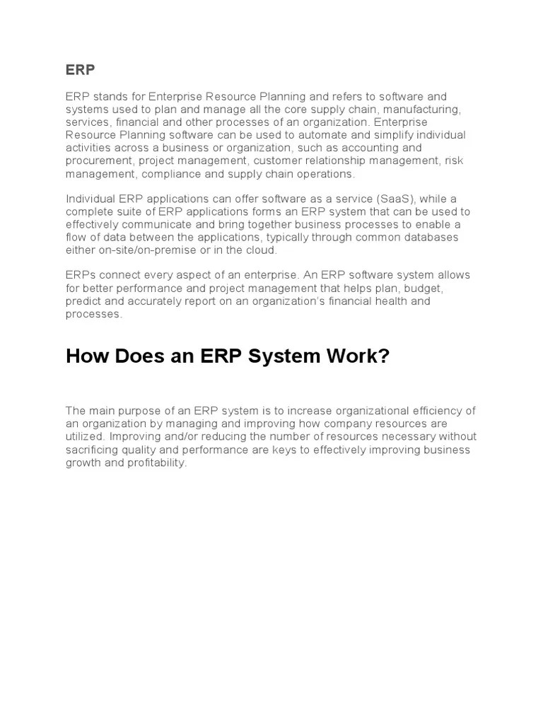How Does An ERP System Work? | PDF | Enterprise Resource Planning ...