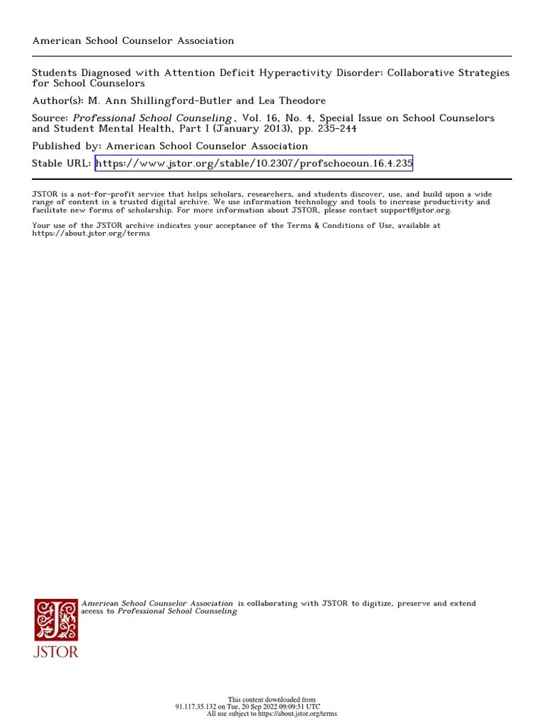 Students Diagnosed With Attention Deficit Hyperactivity Disorder: Collaborative Strategies For ...