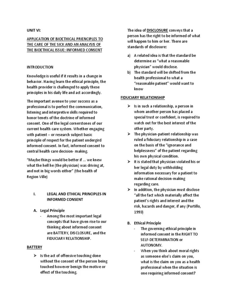 Bioethics Unit Vi | PDF | Autonomy | Informed Consent