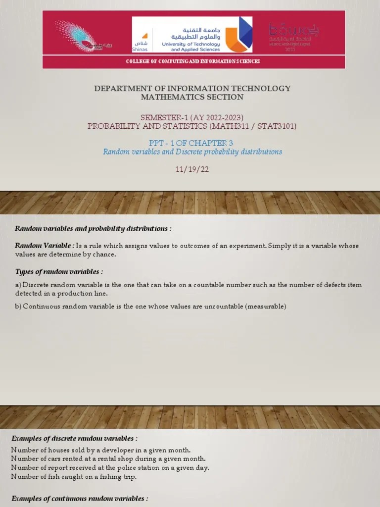 1 Of Chapter 3 Random Variables And Discrete Probability Distributions | PDF | Probability ...