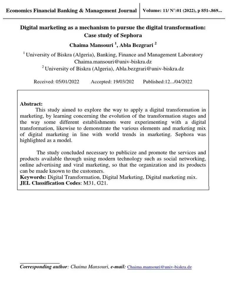 Digital Marketing As A Mechanism To Pursue The Digital Transformation ...