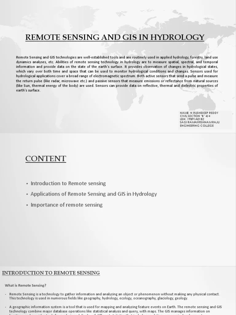Remote Sensing And GIS In Hydrology | PDF