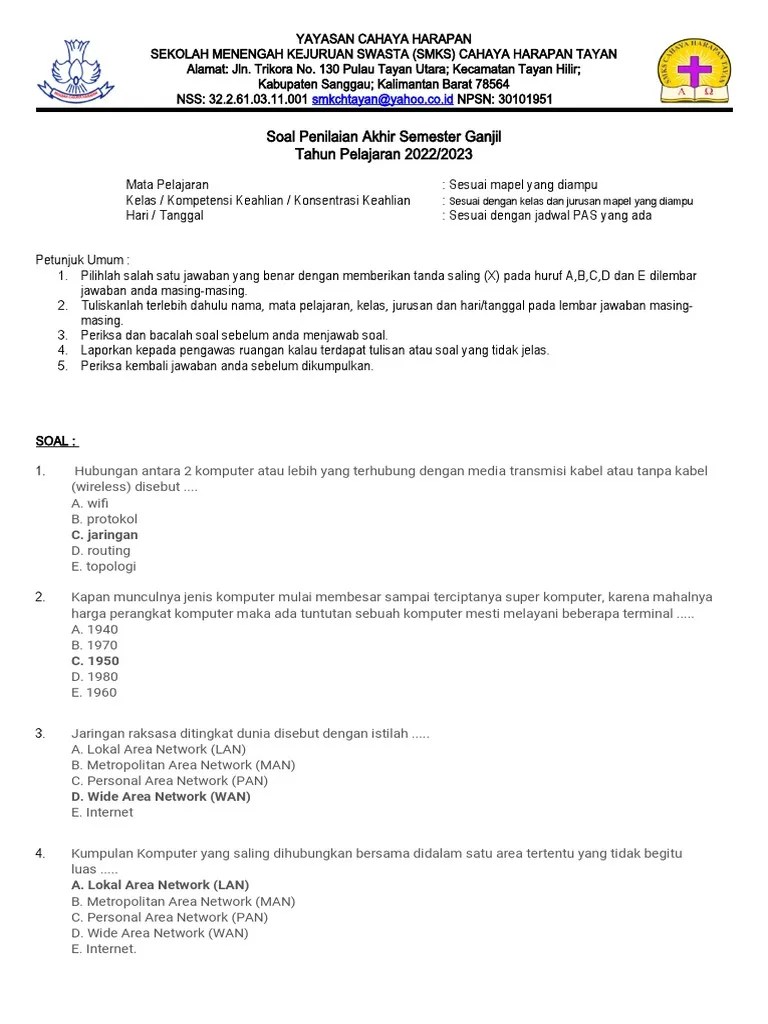 Wan Soal Pas Ganjil Tp. 2022+2023 | PDF