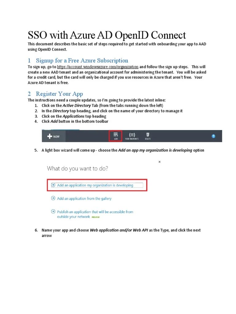 SSO With Azure AD OpenID Connect | PDF