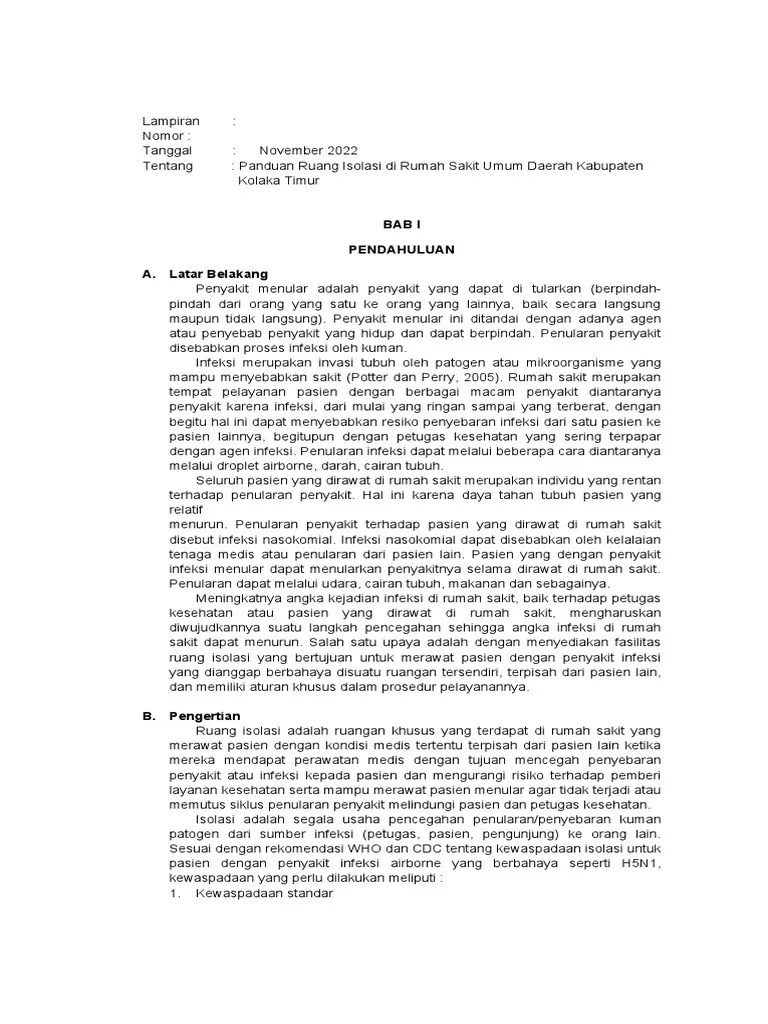 Panduan Ruang Isolasi | PDF