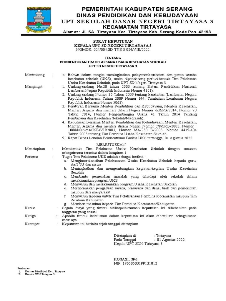 SK Tim Pelaksana UKS 2021-2022 | PDF