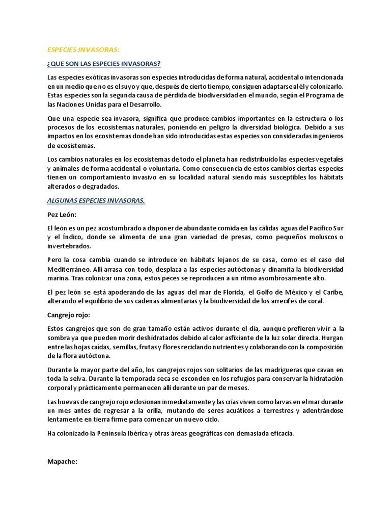 Especies Invasoras | PDF | Especies Invasivas | Biogeografia