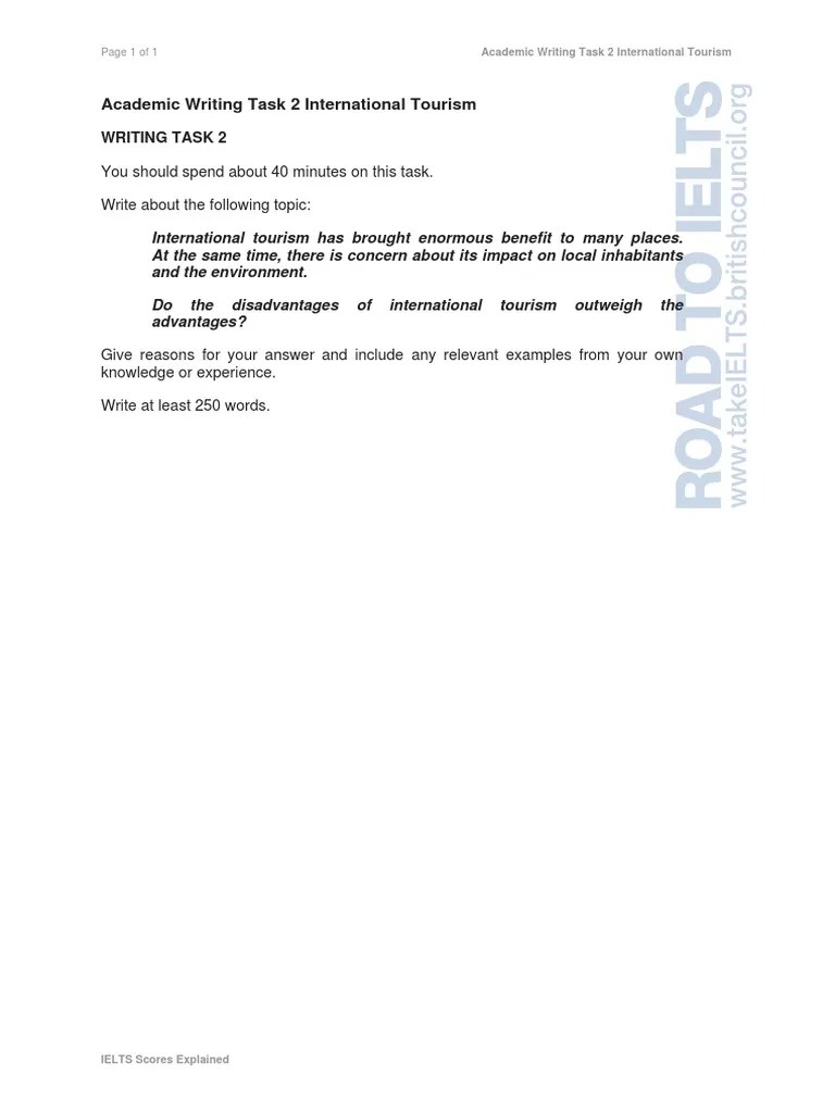 IELTS Academic Writing Task 2 - International Tourism | PDF