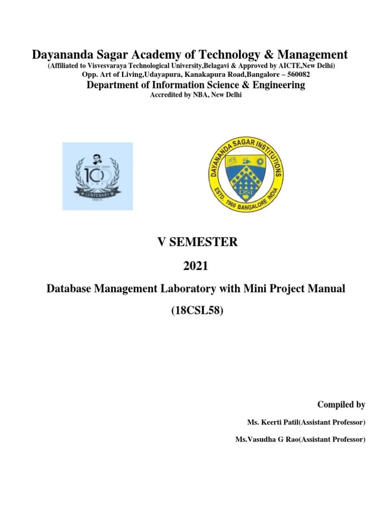 Dbms Lab Manual 2021 | PDF