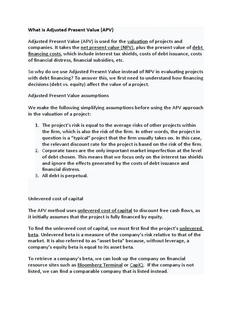 What Is Adjusted Present Value | PDF