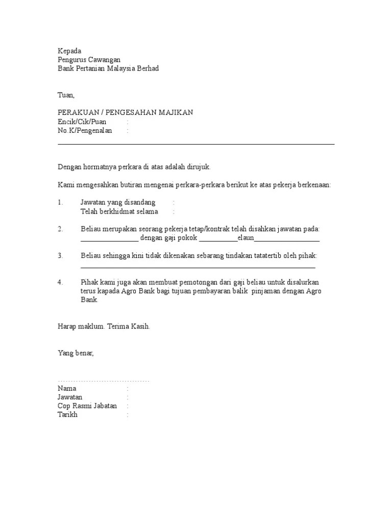 Surat pengesahan jawapan daripada majikan, jabatan peguam negara these pictures of this page are about:surat pengesahan majikan. Surat Pengesahan Majikan (Potongan Gaji)