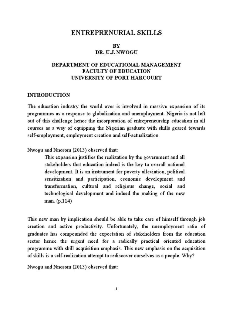 Entreprenurial Skills | PDF | Entrepreneurship | Creativity