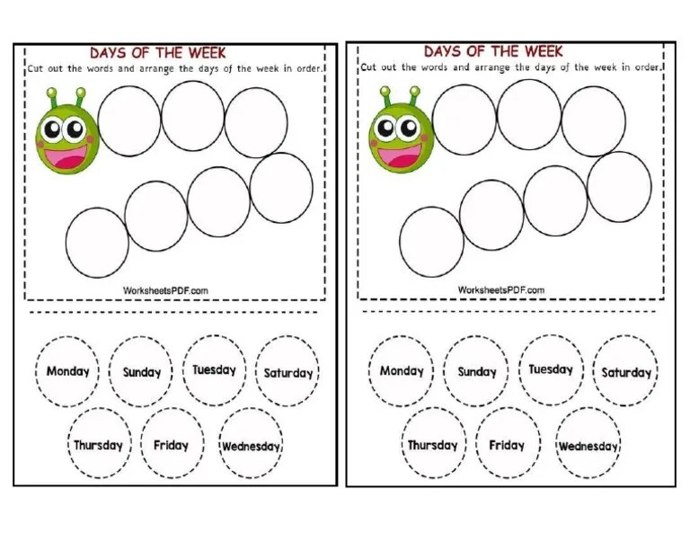 Days Of The Week Worksheet Kids | PDF
