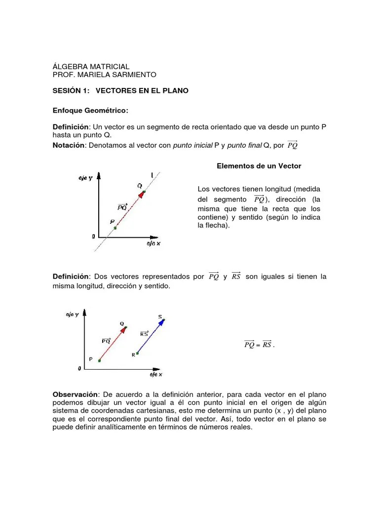 Vectores En El Plano | PDF | Vector Euclidiano | Geometria Plana)