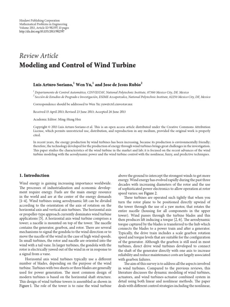 Modeling And Control Of Wind Turbine | PDF
