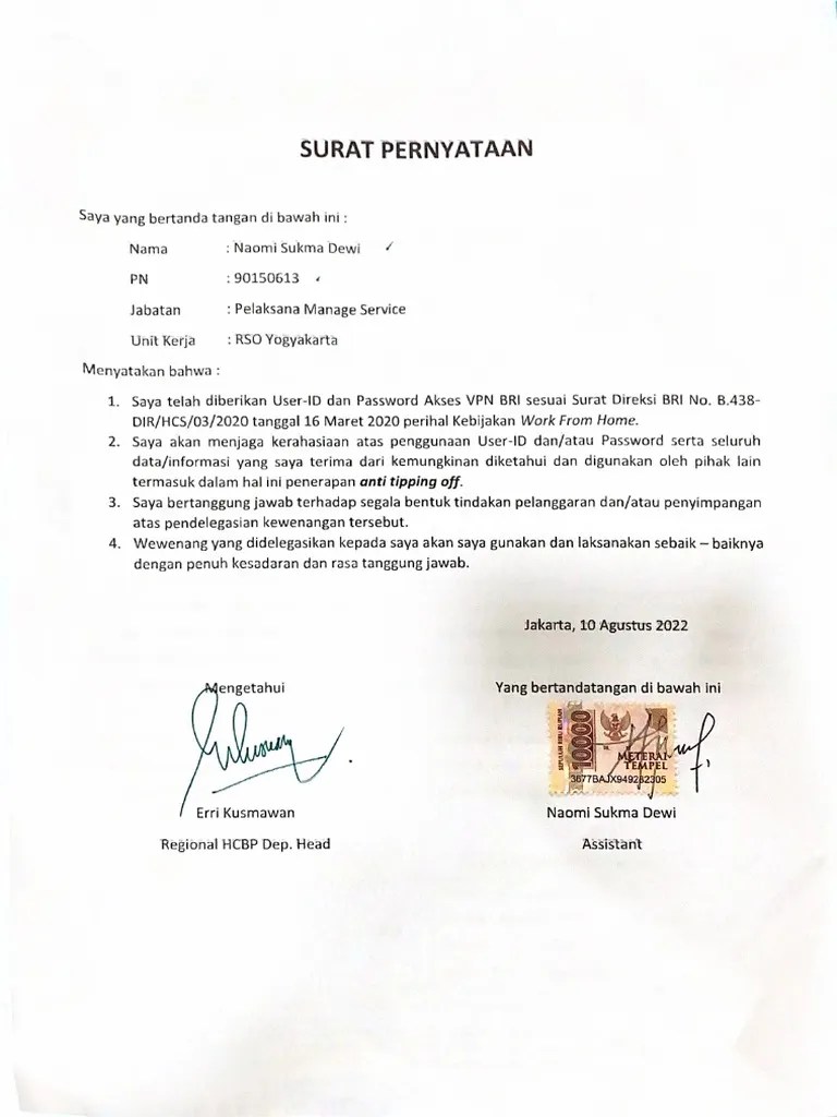 Surat Pernyataan | PDF