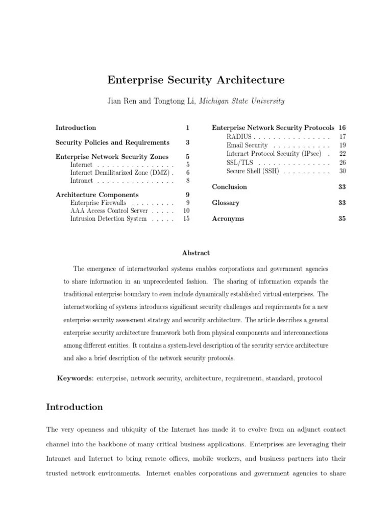 Enterprise Security Architecture | PDF