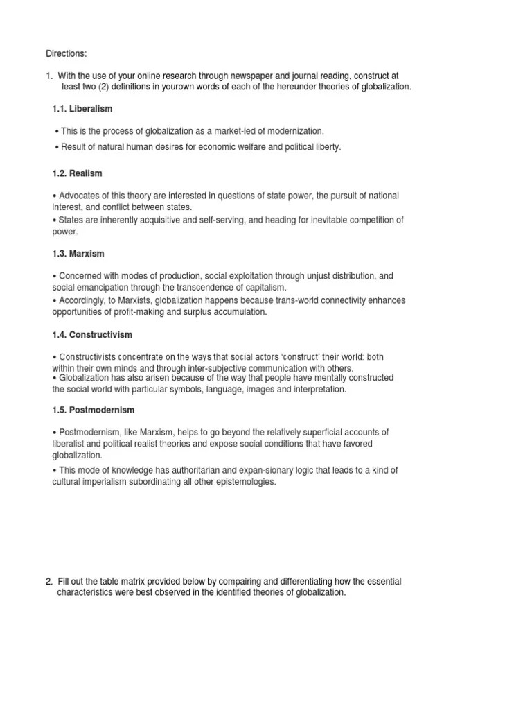 Theories Of Globalization | PDF
