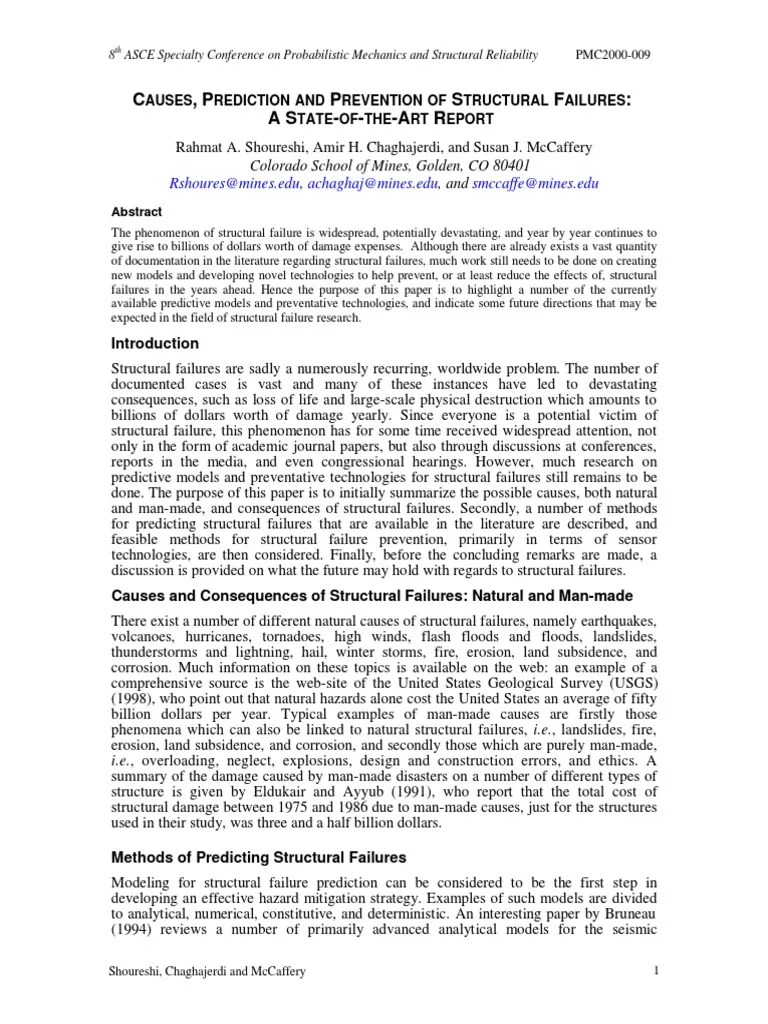 Causes, Prediction And Prevention Of Structural Failures A State-Of-The-Art Report | PDF ...