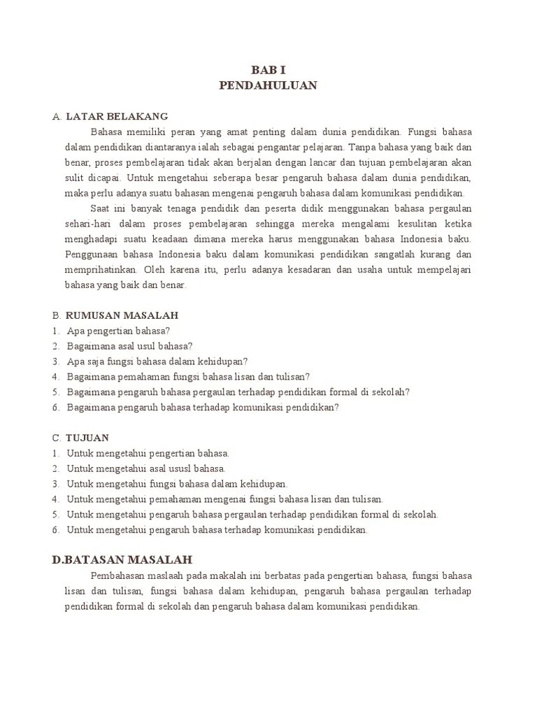 Makalah Pentingnya Bahasa Indonesia Dalam Dunia Pendidikan 2 | PDF