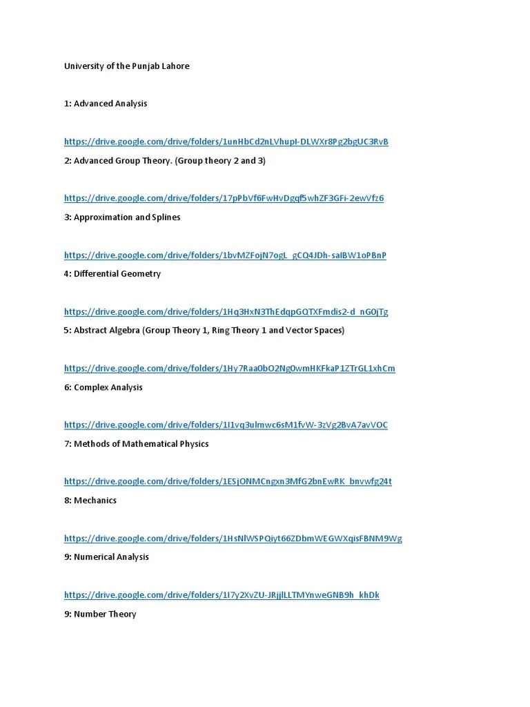 MSC Math Notes Punjab University | PDF