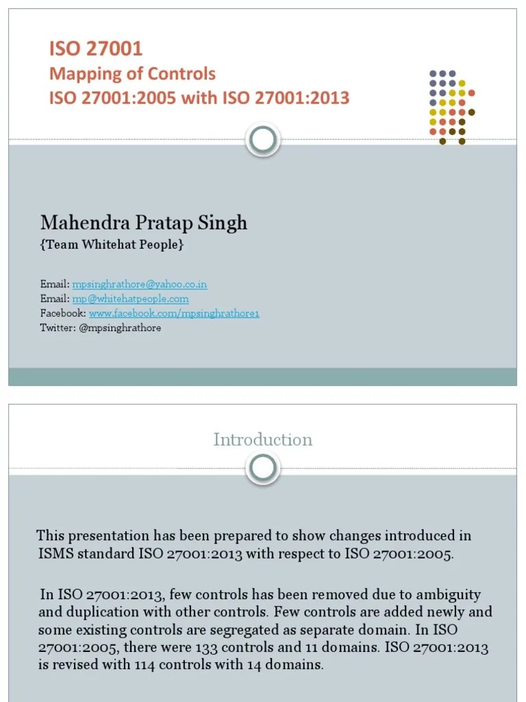 Mapping Of ISO 27001 2005 With ISO 27001 2013 | PDF