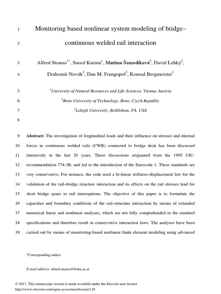 Monitoring Based NL System Modeling Of Bridge CWR Interaction | PDF ...