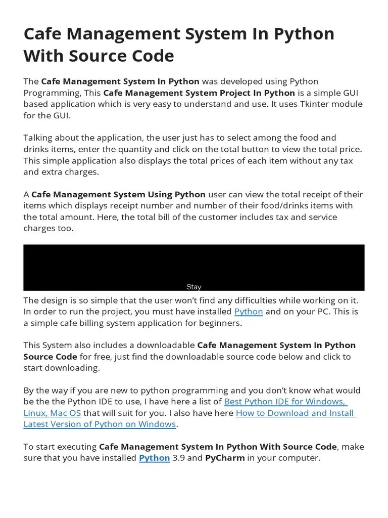 Python Project On Cafe Billing System Pdf Python Programming - Best Minimal Backgrounds in High Resolution