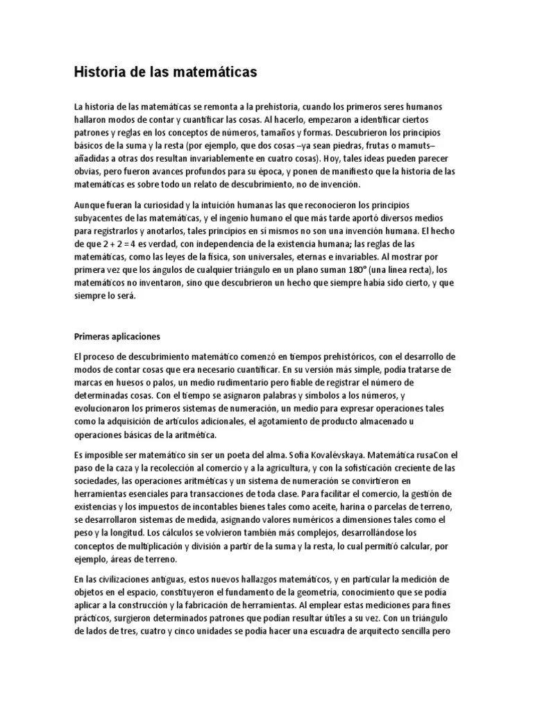 Historia De Las Matemáticas | PDF | Multiplicación | Números