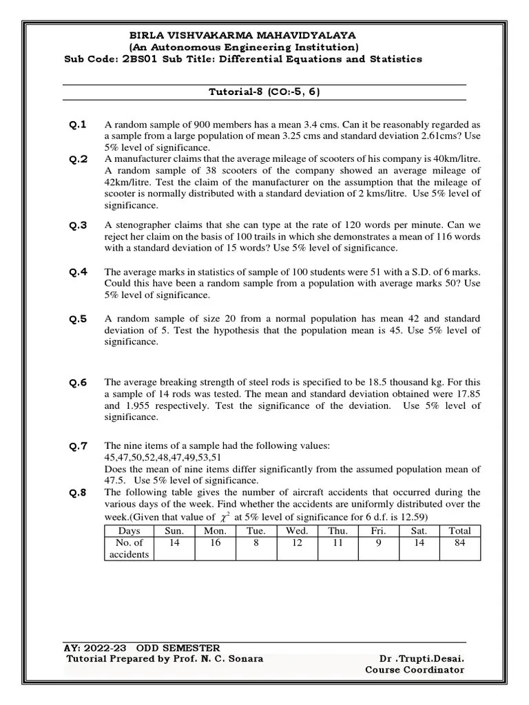 Tutorial 8 | PDF | Standard Deviation | Statistics