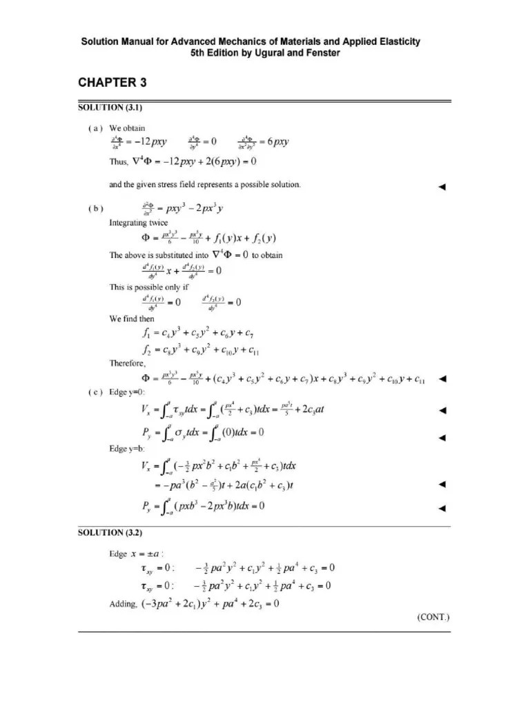 PDF Solution Manual For Advanced Mechanics Of Materials And Applied Elasticity 5th Edition By ...