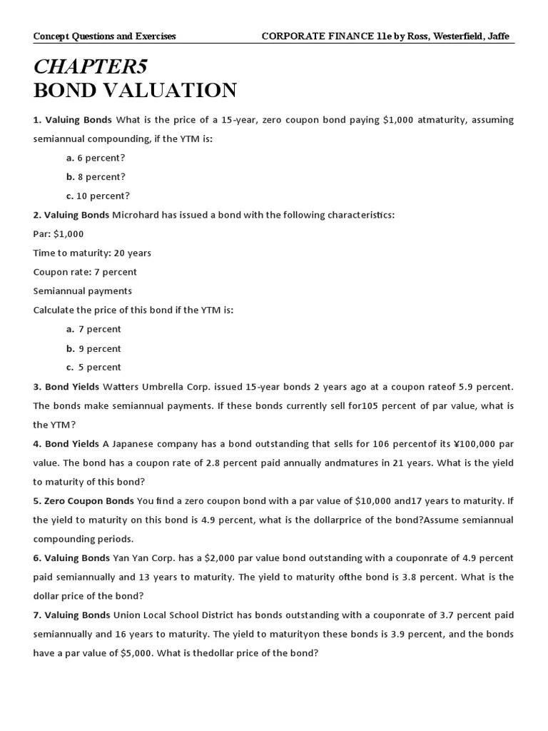 Chapter 5 - Exercises | PDF | Bonds (Finance) | Yield (Finance)