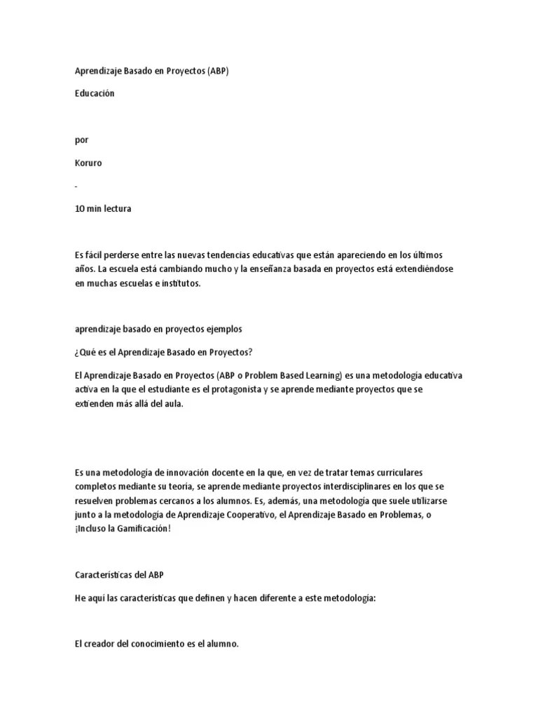 Aprendizaje Basado En Proyectos | PDF | Evaluación | Aprendizaje En ...
