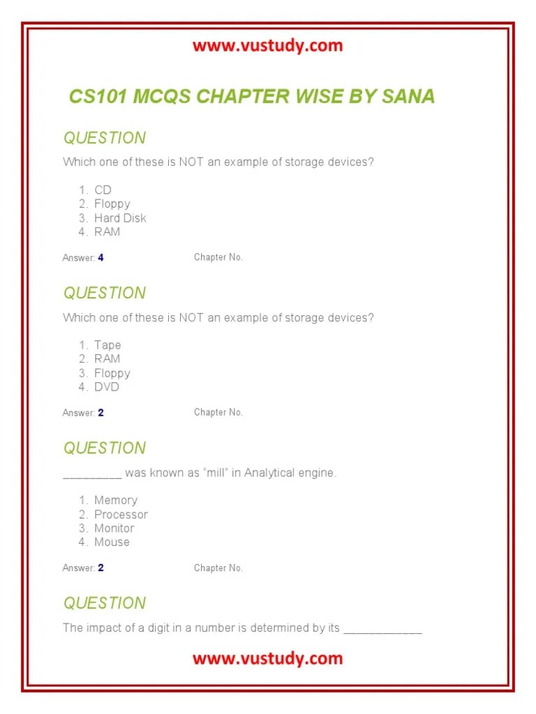 Cs101 Solved Mcqs Chapter Wise By Sana | PDF | World Wide Web ...
