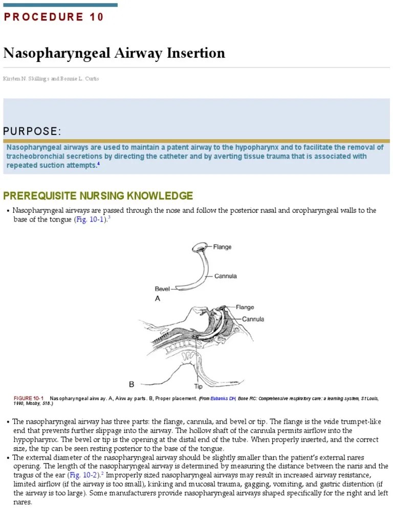 Nasopharyngeal Airway Insertion | PDF | Respiratory Tract | Clinical ...