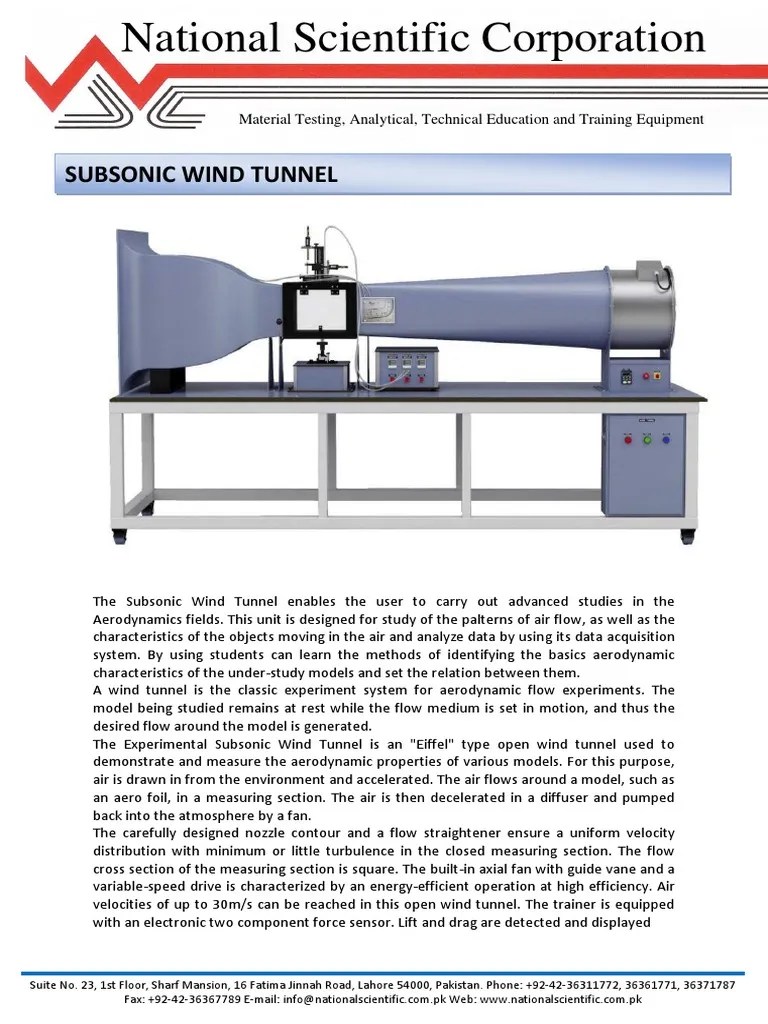 Subsonic Wind Tunnel With Software | PDF | Wind Tunnel | Aerodynamics