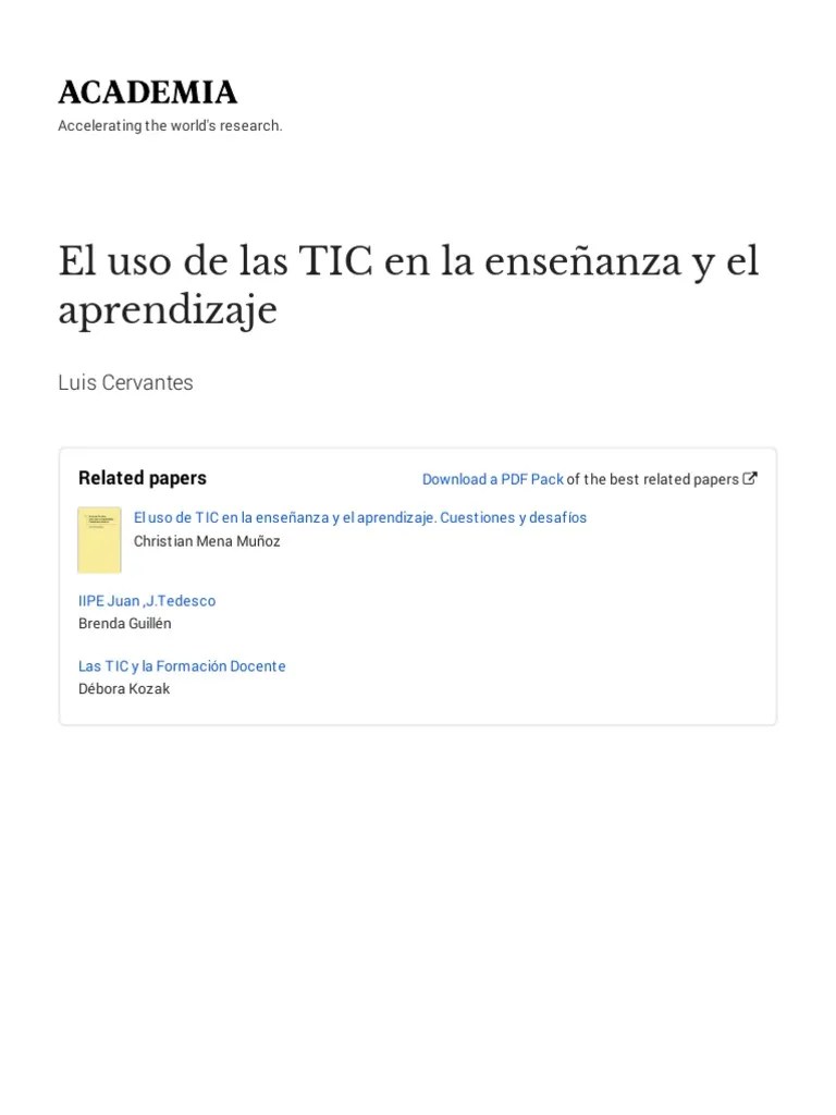 El Uso De Las TIC En La Ensenanza Y El Aprendizaje-With-Cover-Page-V2 | PDF | Método De ...