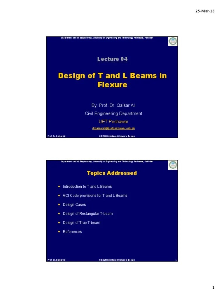 Lecture 04-Design Of T And L Beams Section In Flexure Color | PDF ...