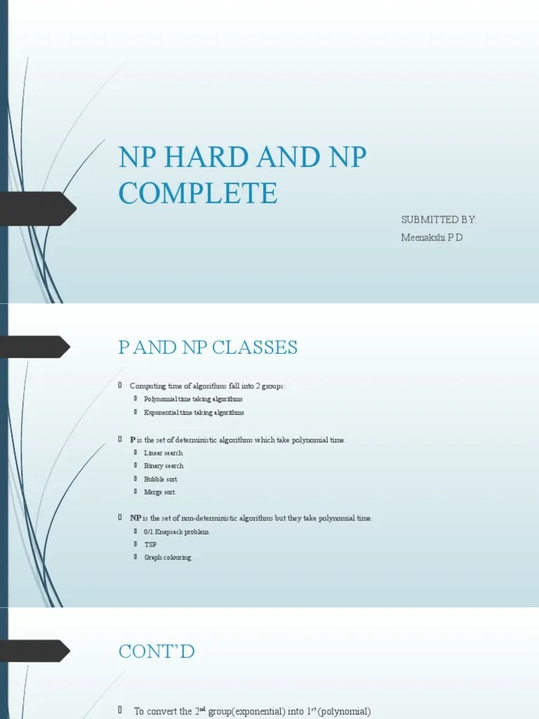 NP Hard And NP Complete(s) | PDF