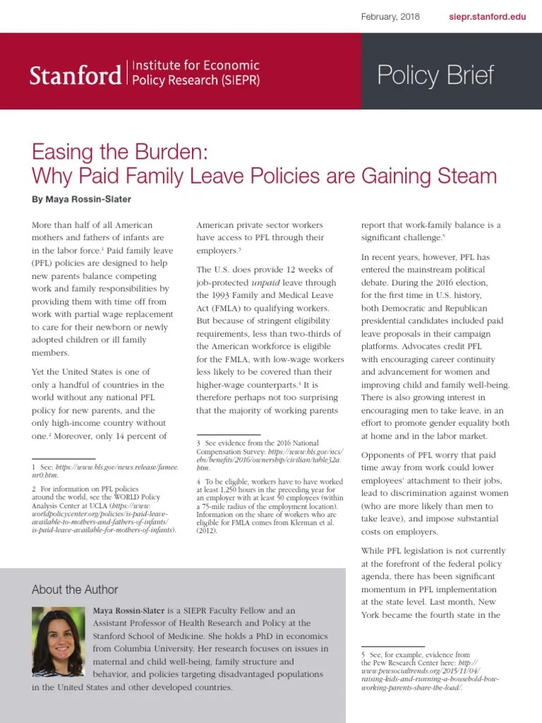 Easing The Burden 2018: Why Paid Family Leave Policies Are Gaining ...