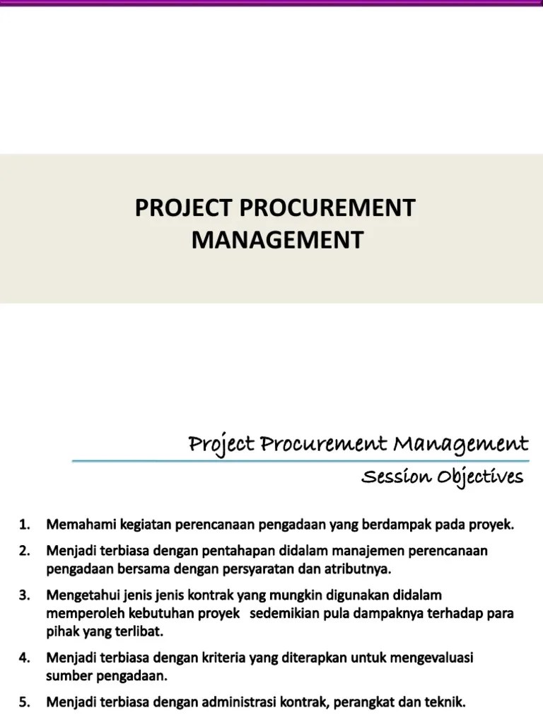Project Procurement Management Guide Pdf Law