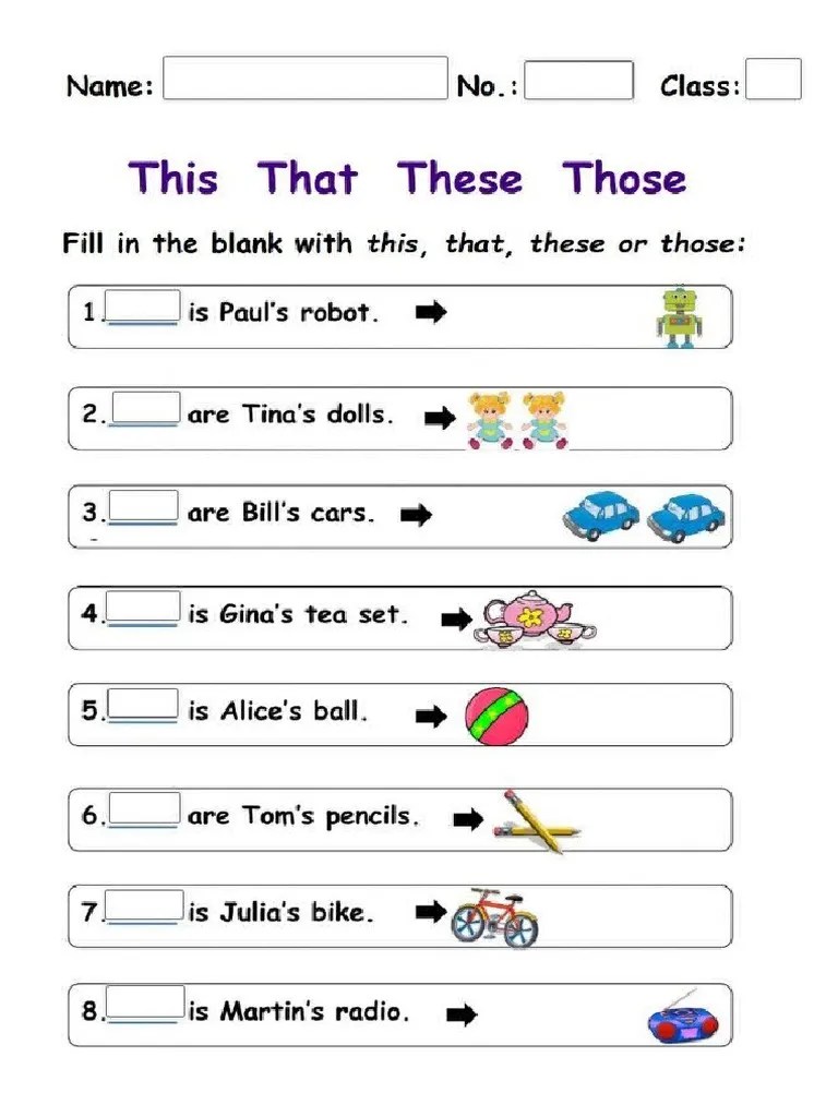 This that these those worksheet 2