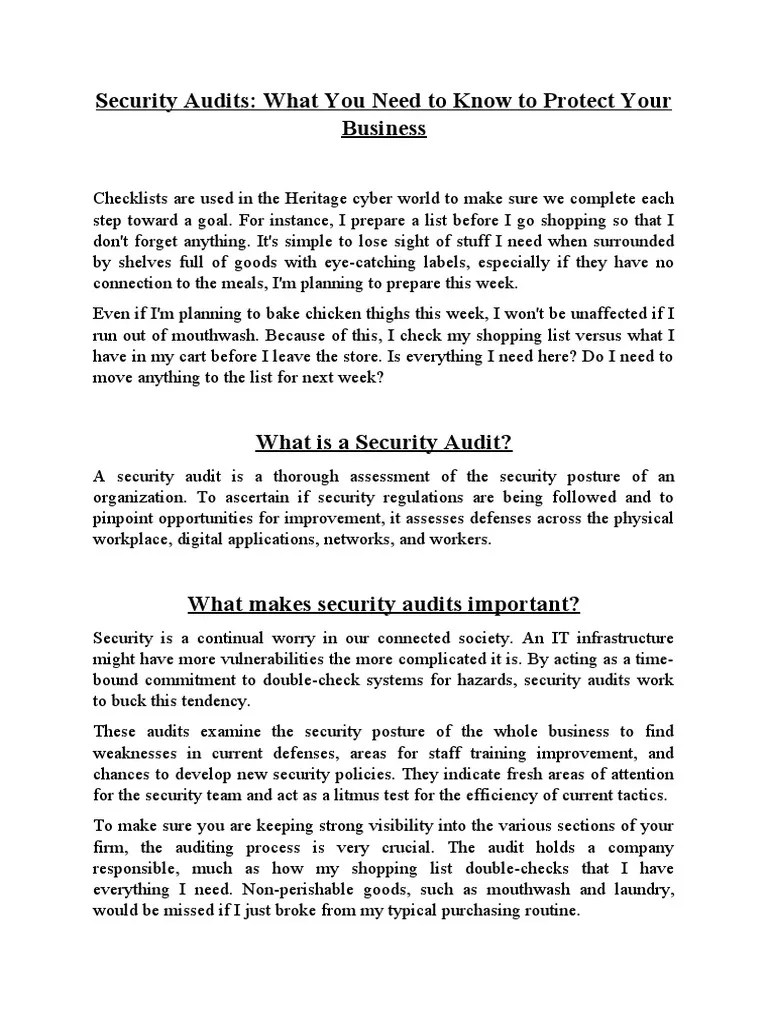 Security Audits | PDF | Security | Computer Security